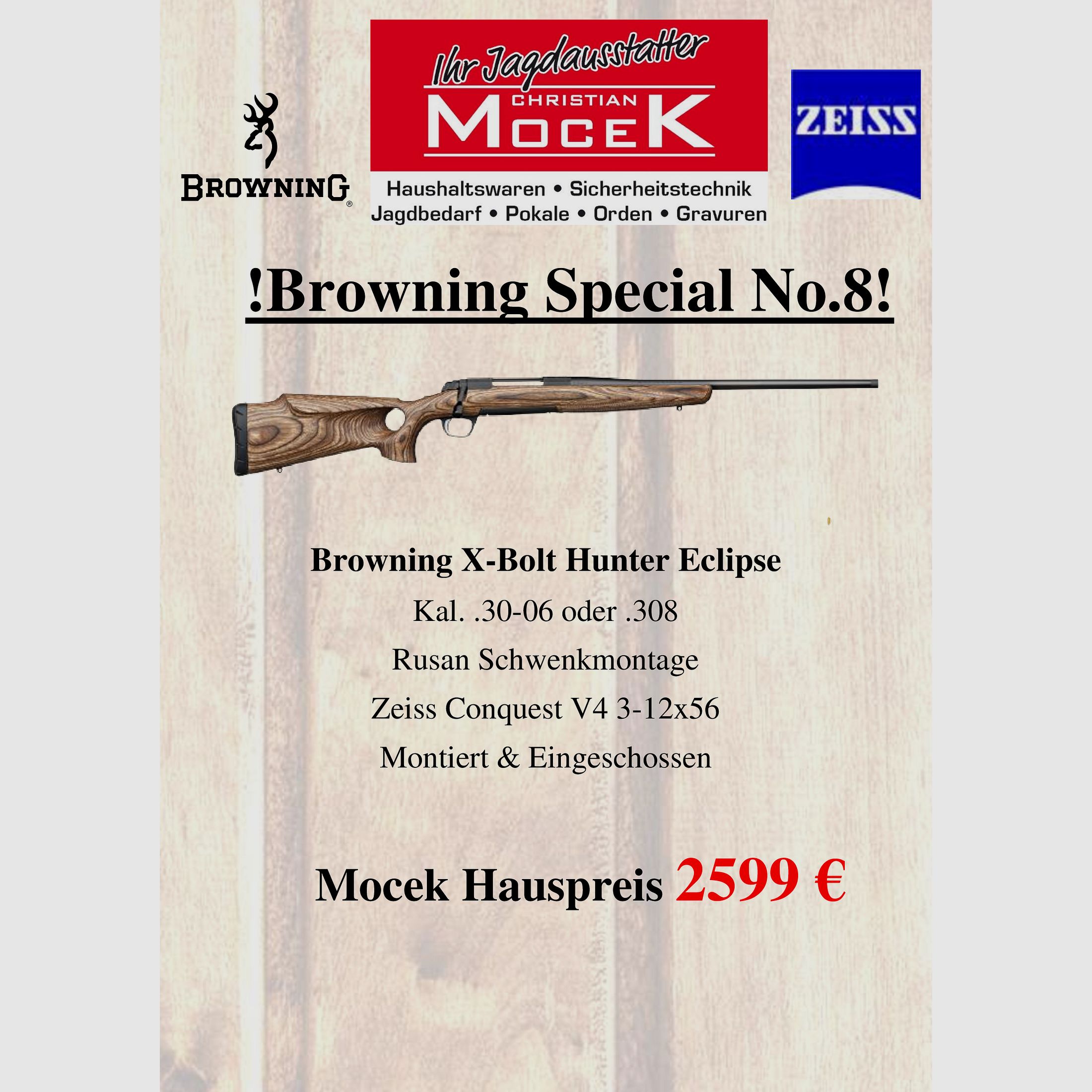 Browning X-Bolt Hunter Eclipse, mit Zeiss Conquest V4 3-12x56