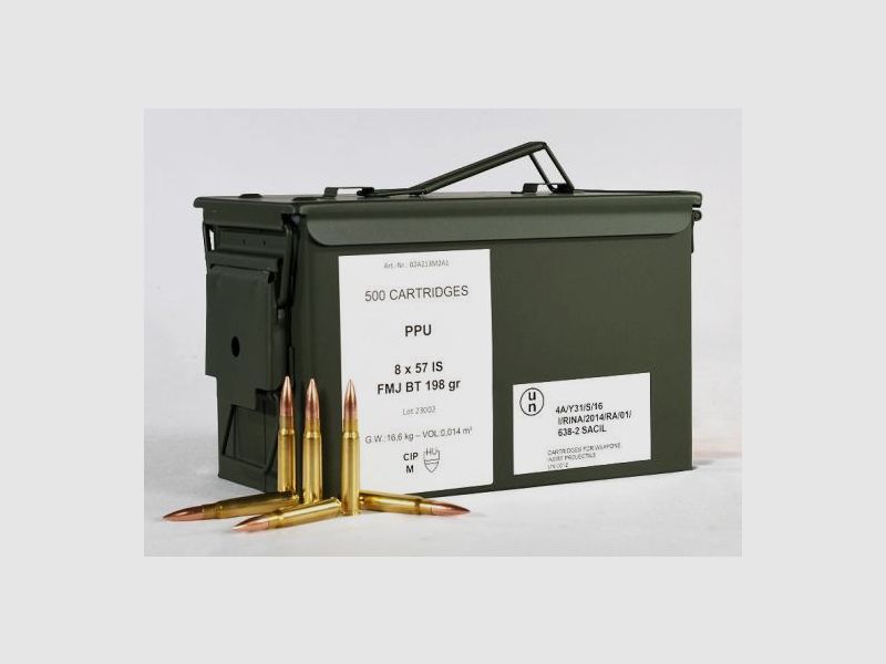 PPU-Munitionsbox mit 8x57 IS FMJ 198 grs