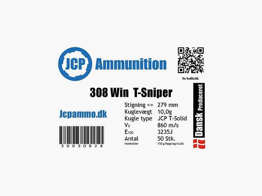 JCP T-Sniper 308win 10,0 g – Blyfri Trænings ammo