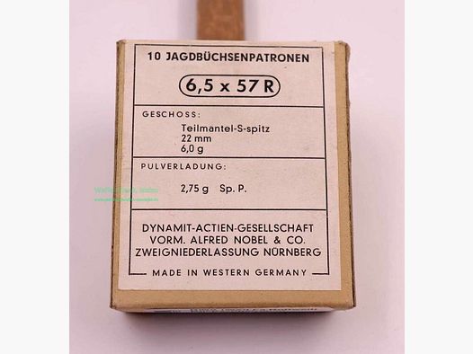 RWS (WZd.Fa.Rottweil) Büchsenpatronen 6,5x57R