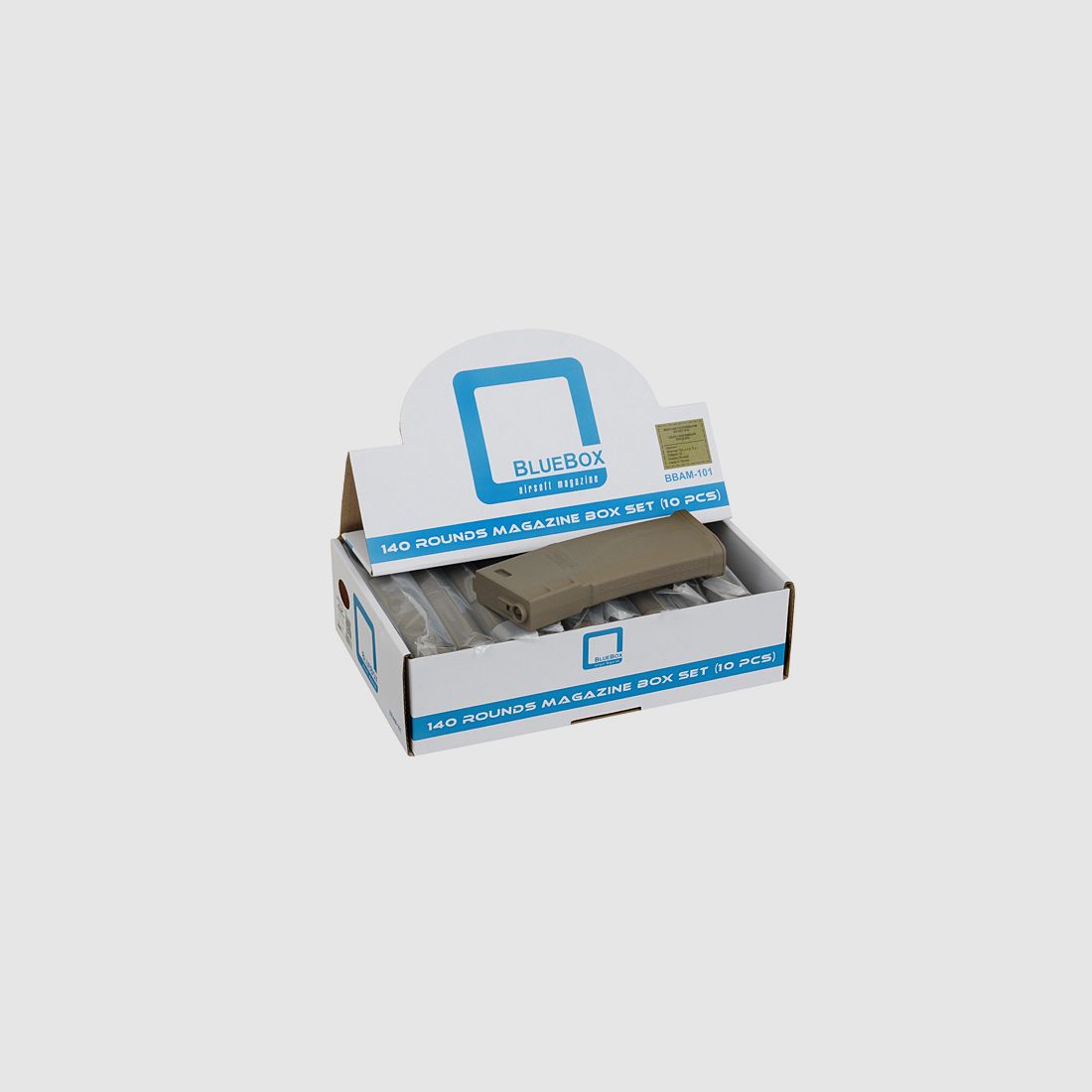 [10er Box] 140rds Guarder Bluebox Midcap-Magazine für 416/SCAR16/AR15, TAN