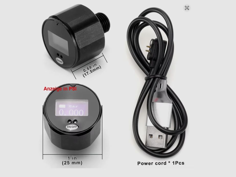 2x digital pressure gauge 25mm (M8, 4500 PSI / 310 Bar) | NEW | for example for HP Max