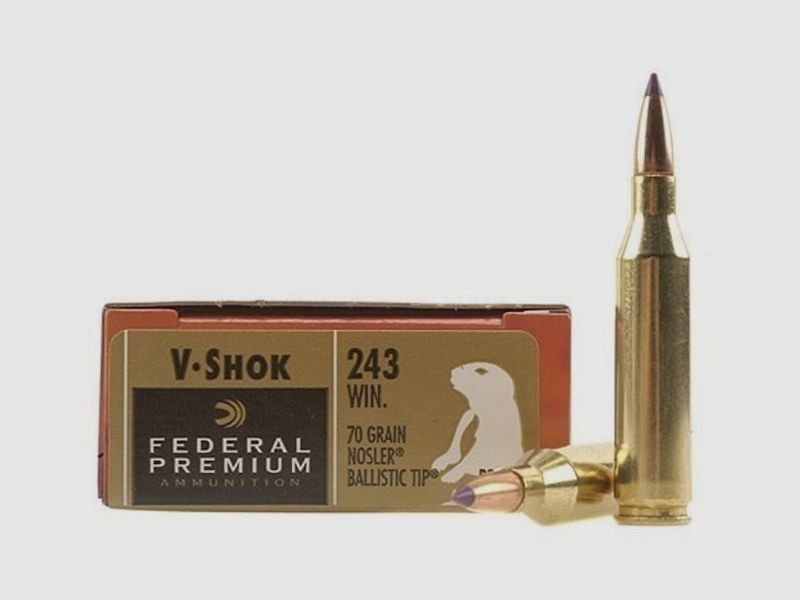 Federal Premium Varmint & Predator Nosler Ballistic Tip .243 Win. 70GR 20 Patronen