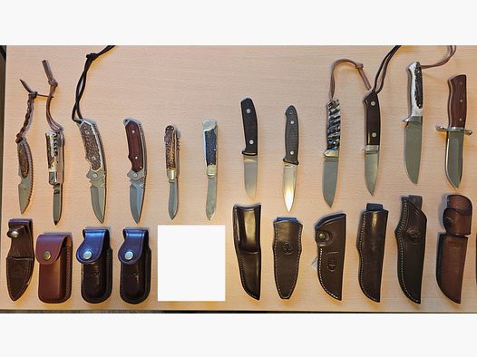26 Jagdmesser von BÖKER, PUMA, Diefentahl, Hartkopf, Buck, EKA etc. im Set zu verkaufen