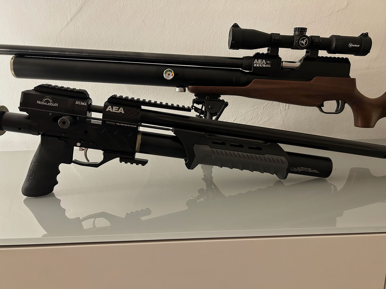 AEA Zeus .68 + AEA Megalodon .50 OVP i akcesoria (tłumik, optyka itp.)