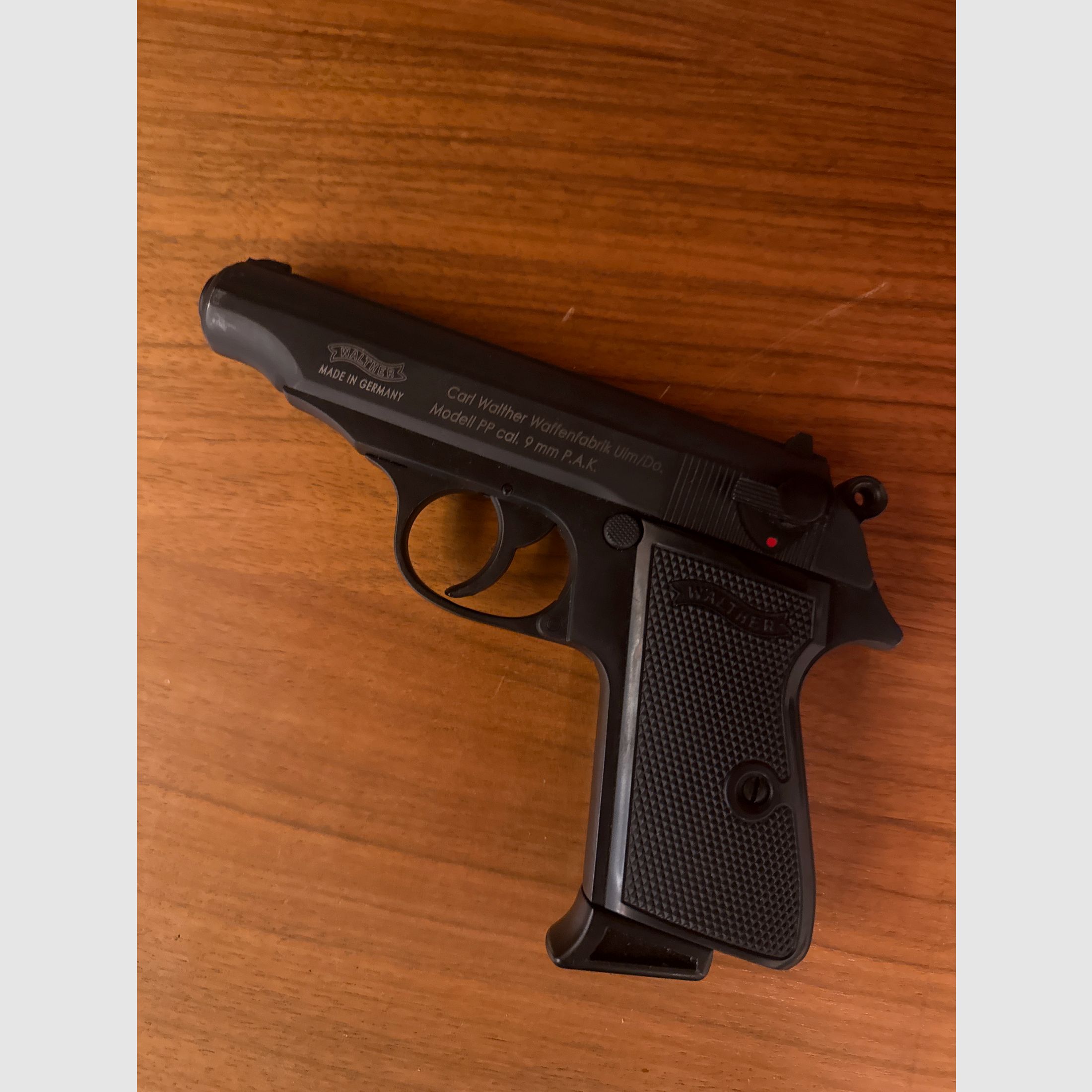 Walther PP blank firing pistol cal. 9mm P.A.K. black blued
