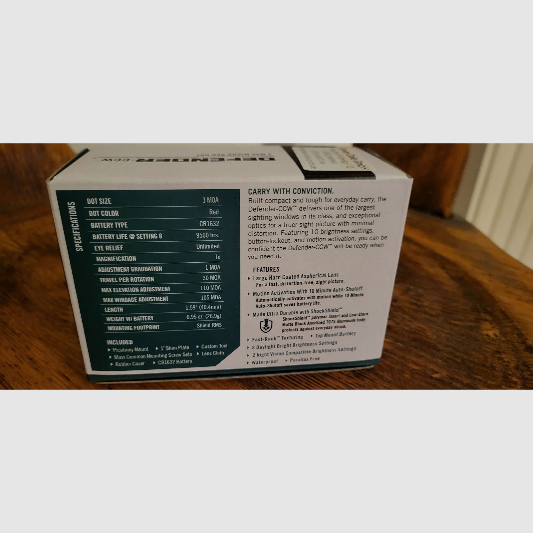 Vortex Defender CCW Punto rosso 3 MOA - nuovo