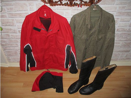 Stivali di pelle, stivali da equitazione, giacca dell'esercito DDR, giacca da lavoro Engelbert Strauss