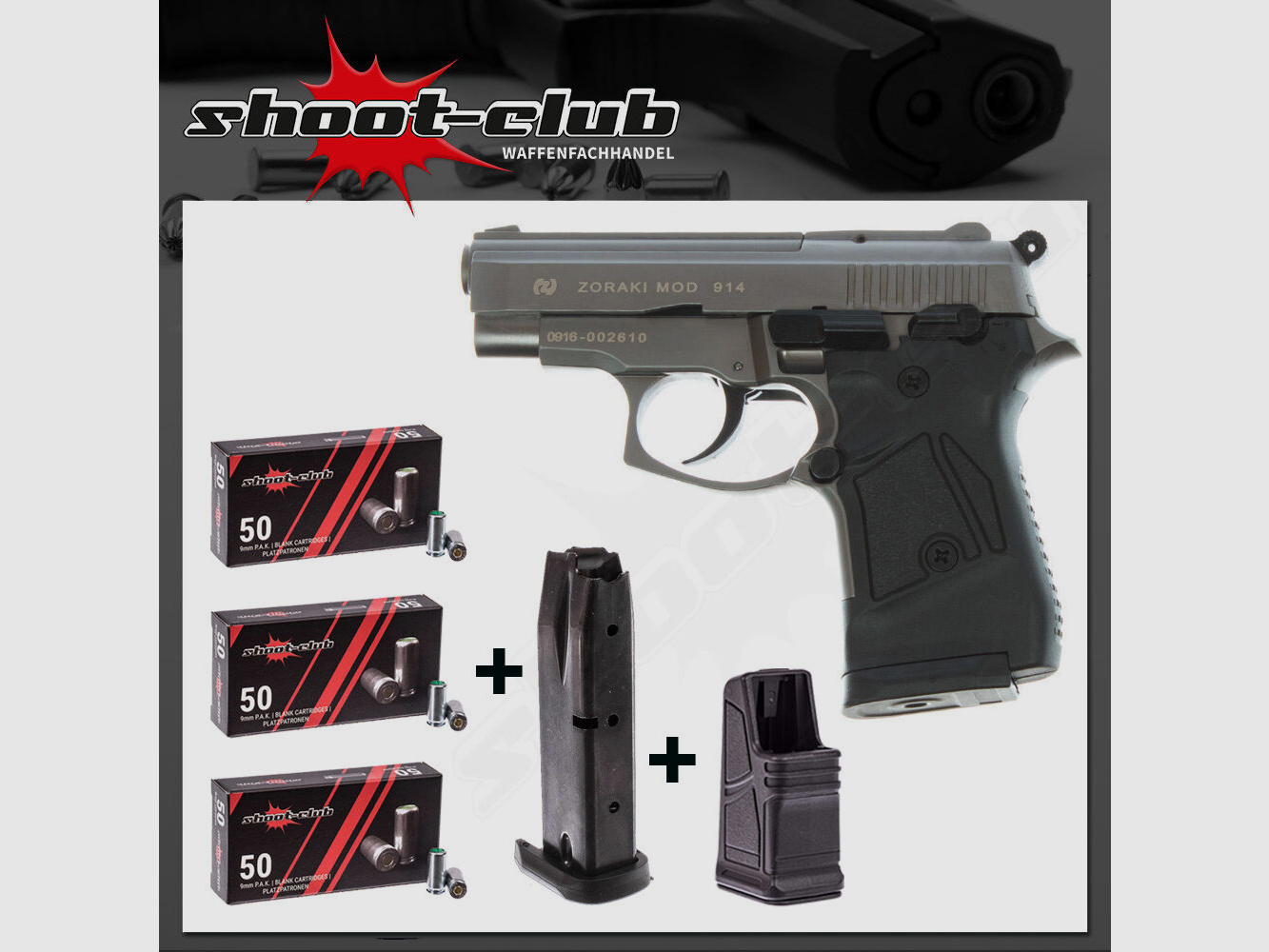 Zoraki 914-P blank pistol Titan 9mm PAK blank cartridge set