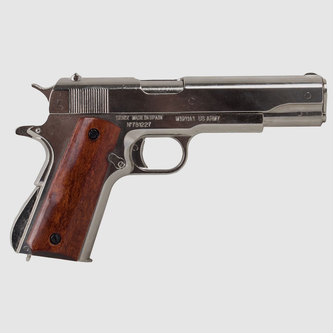 Denix Deko Automatik Pistole Colt Government M1911A1 Kaliber .45 LĂ¤nge 24 cm nickel