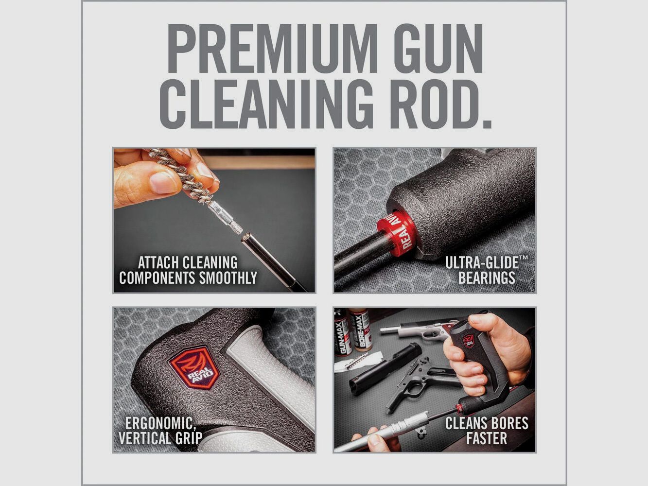 Real Avid Bore-Max Smart Rod Handgun .22-.45 9 Calowy Włókno Węglowe
