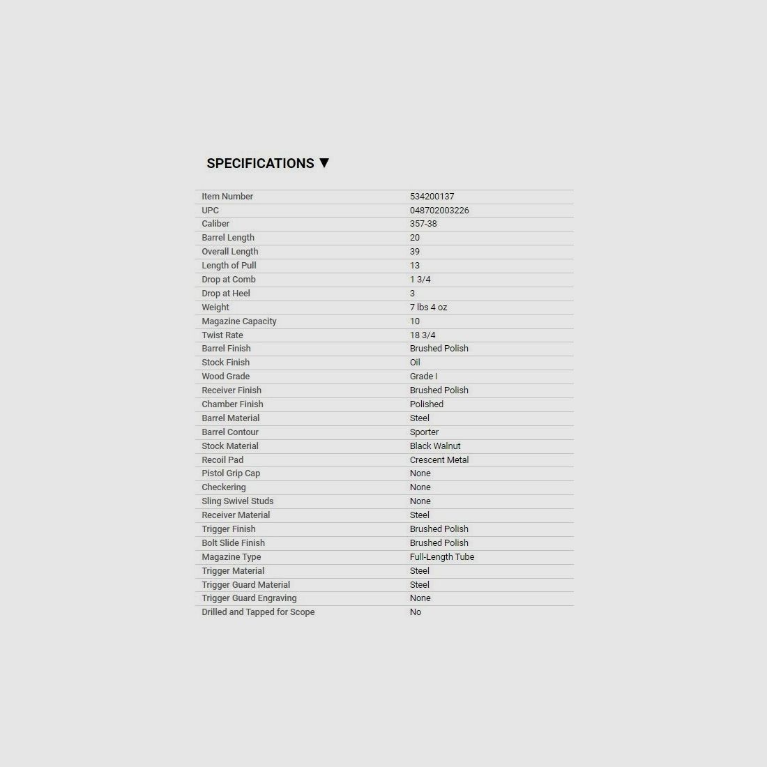 Winchester 1873 Carabine Courte .357 Mag. (MIROKU FERTIGUNG) EN STOCK
