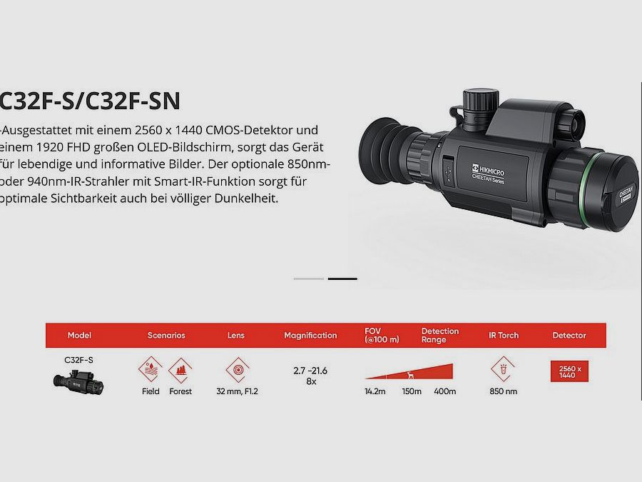 🔥  Ausstellungsgerät zum Sonderpreis 🔥 Digitales Zielgerät Cheetah C32F-S