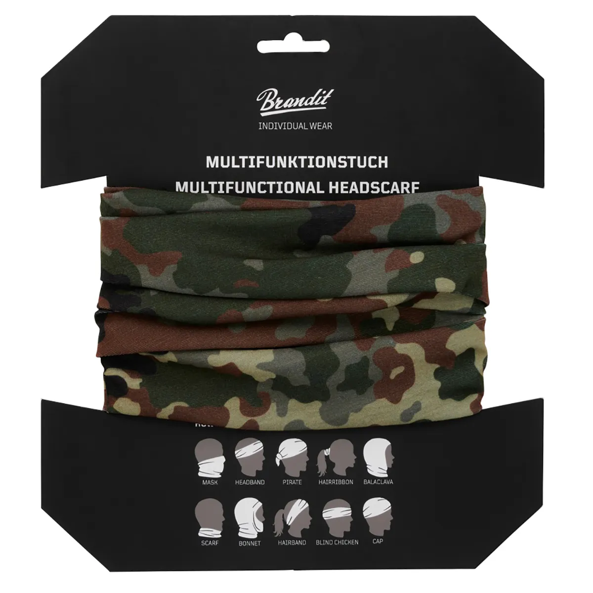 Tour de cou tubulaire multifonction pour la tête, le visage et le cou - taille unique - BW flecktarn, image 2 sur 2