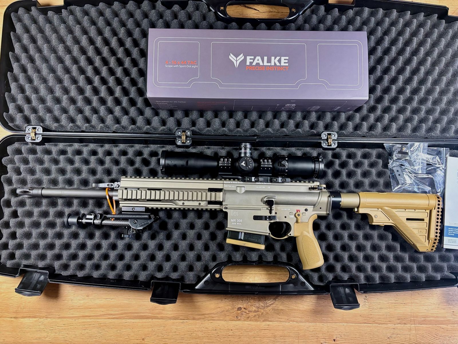 Heckler & Koch HK MR 308 A3 - Sandfarben - inkl. ZF Falke 4-16x44 TAC Karbon Zweibein