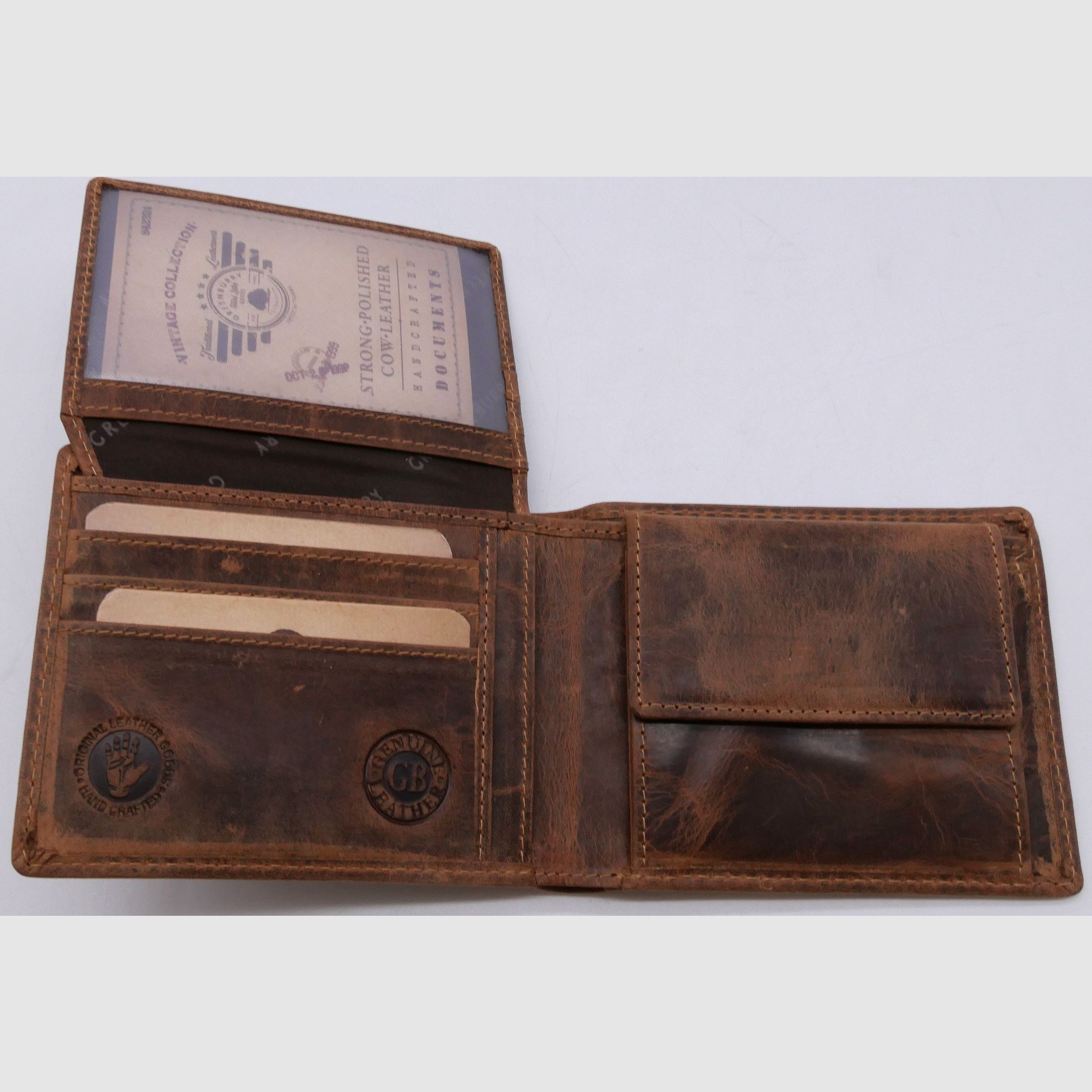 Greenburry Leder Geldbörse braun Vintage Animal Wolf Collection 1705-Wulf