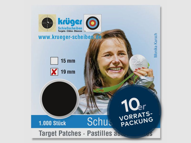 KRÜGER - Plaster do strzelania - Czarny - Ø 19 mm - 1 Opakowanie
