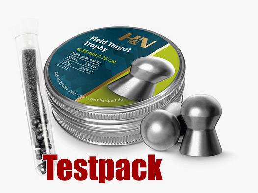 Testpack Rundkopf Diabolos H&N Field Target Trophy Kaliber 6,35 mm 1,3 g glatt 20 StĂĽck