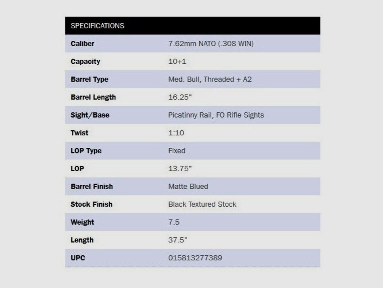 Mossberg MVP Patrol 16.25" (25 inches) Black .308Win