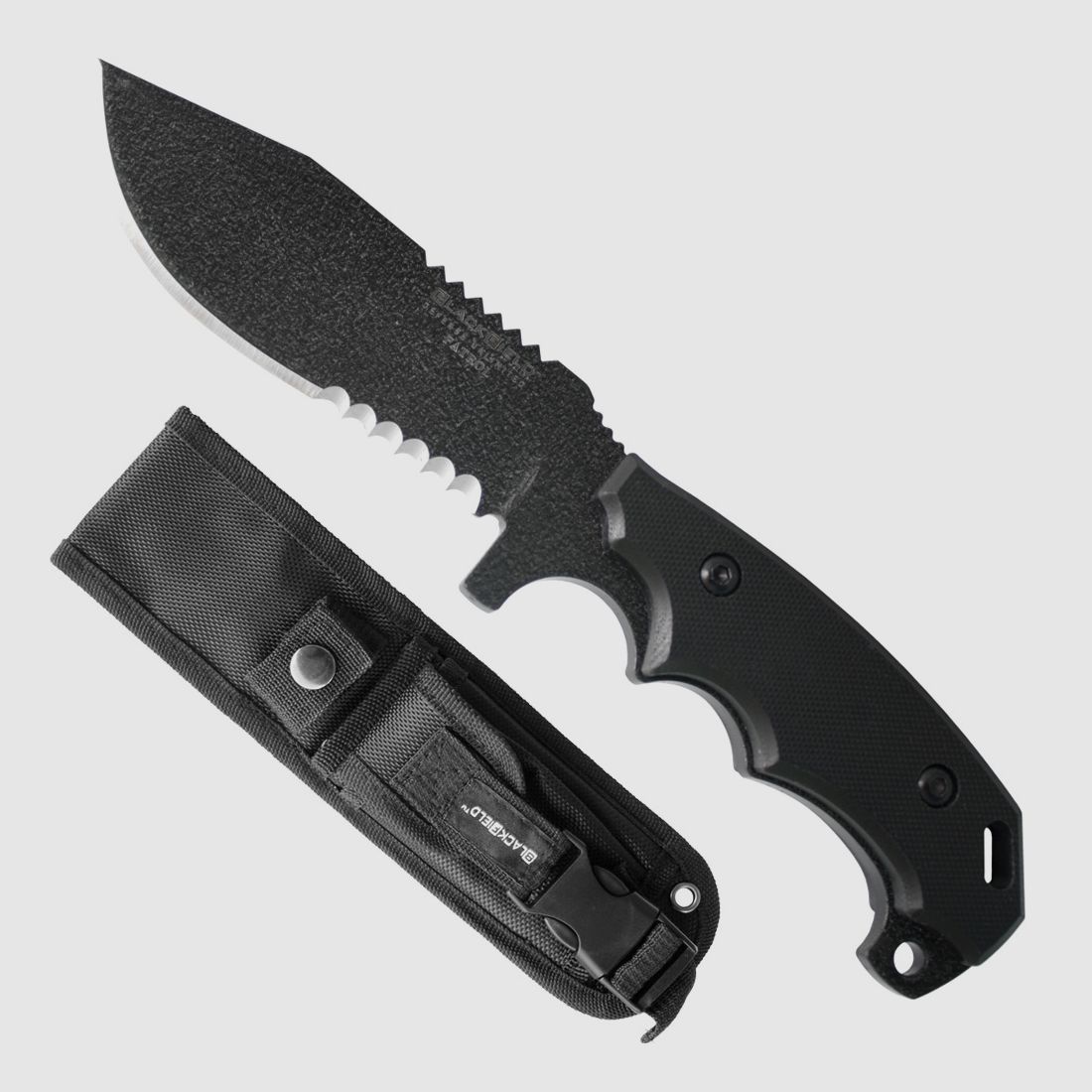 BlackField PATROL Messer mit Fingermulden u. Teilwellenschliff