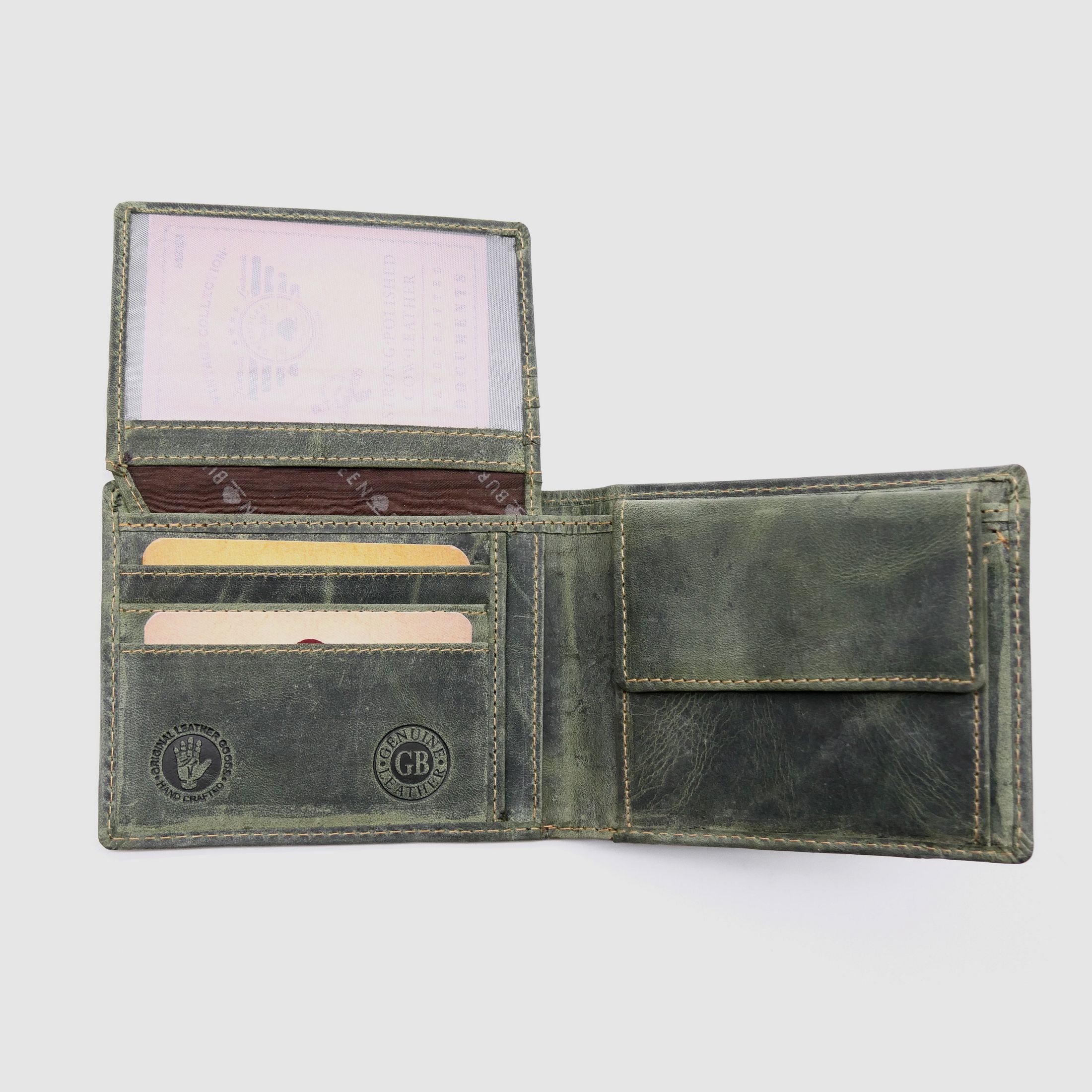 Portefeuille en cuir Greenburry olive Collection Vintage Animal Sanglier stag 1705-sanglier-30
