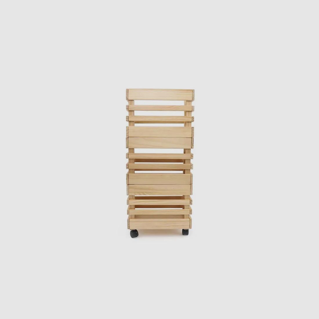 Set aus 3 Obst- und Gemüseboxen aus Kiefernholz auf Rollen - 37x30x80 cm, Bild 10 von 14