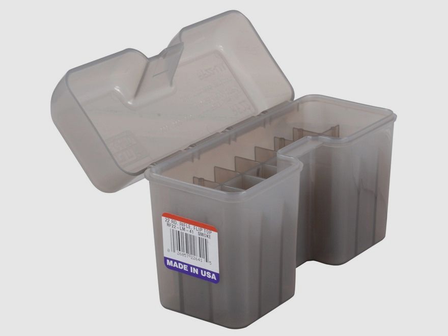 MTM scatola per cartucce RF22-LM-41 trasparente con coperchio a ribalta per 22 cartucce .300 e inferiori.