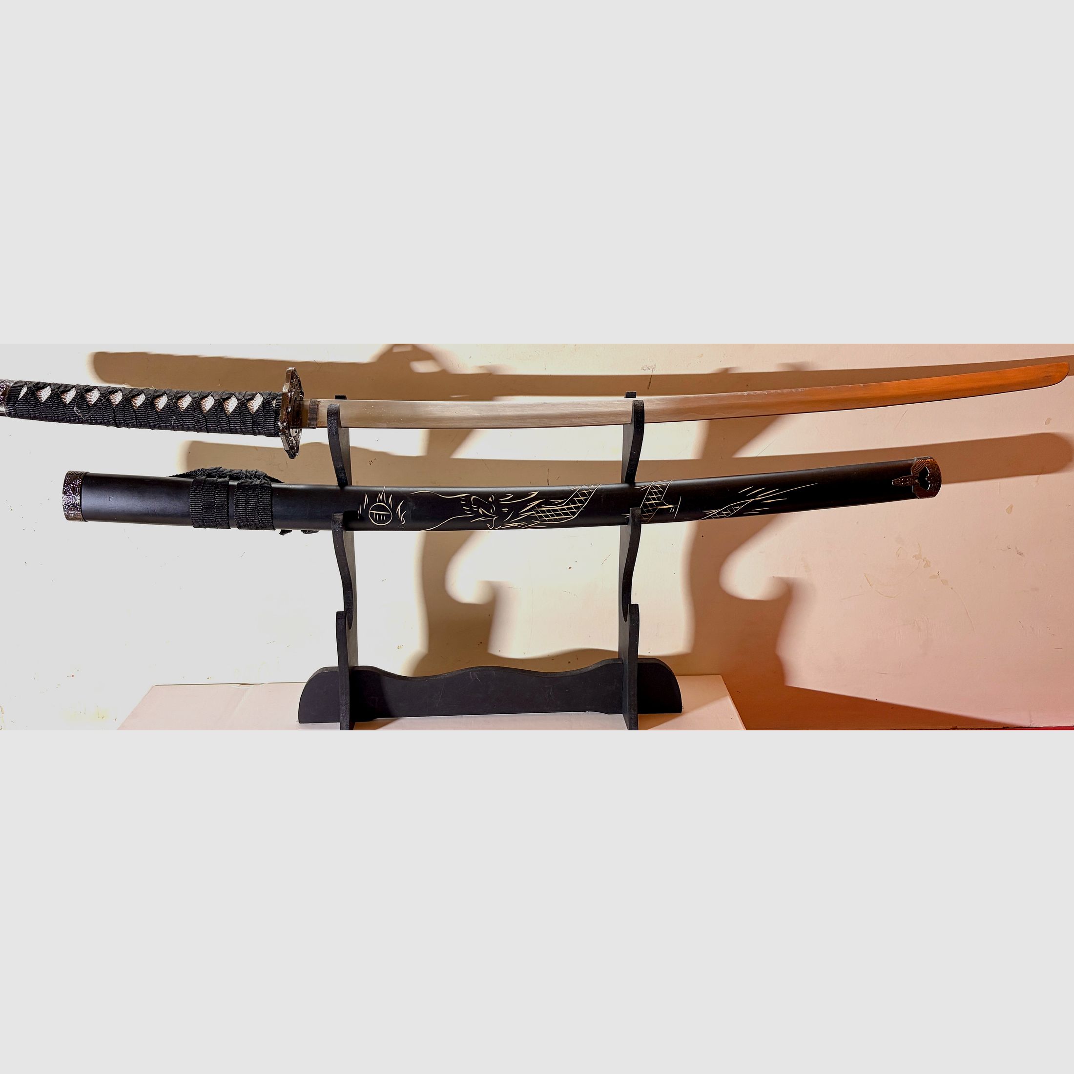 Samurai Schwerter Set Marui – 3-teiliges Katana Daisho Set mit Drachengravur & Ständer
