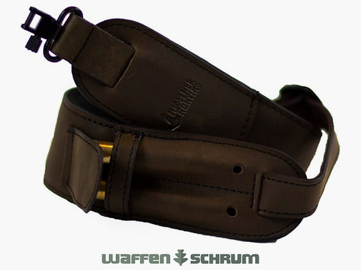 Mjoelner Cinghia per Fucile da Caccia in Pelle/Neoprene - marrone - incluso gancio US rimovibile