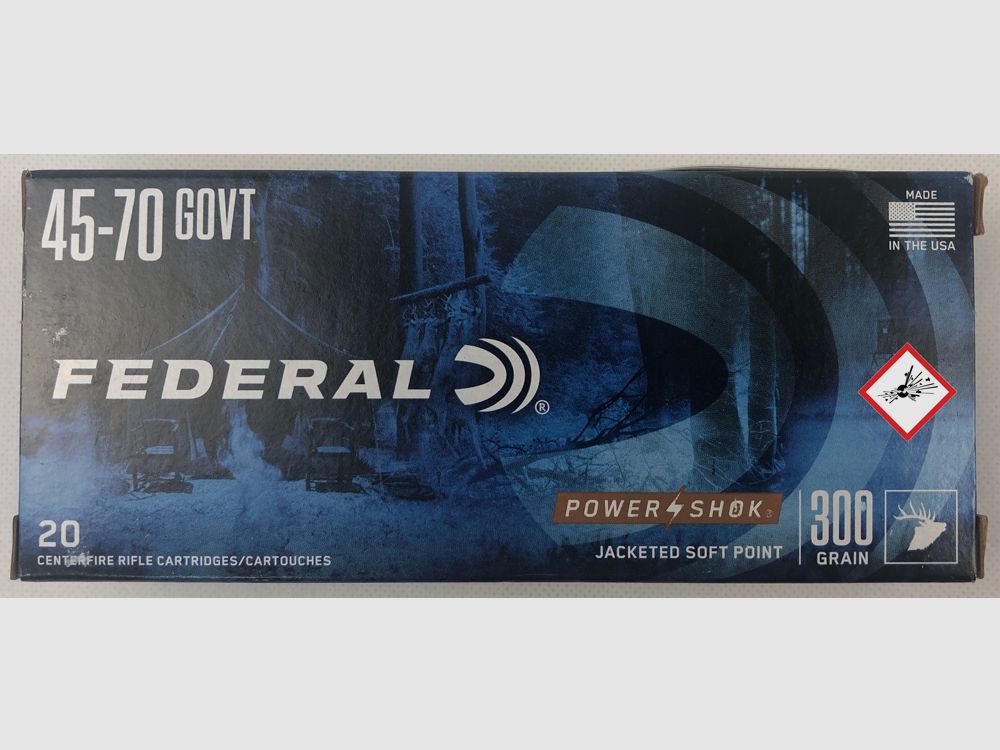 Federal Power Shok Jagdpatrone Kal. .45-70 Gov. JSP 300grs.