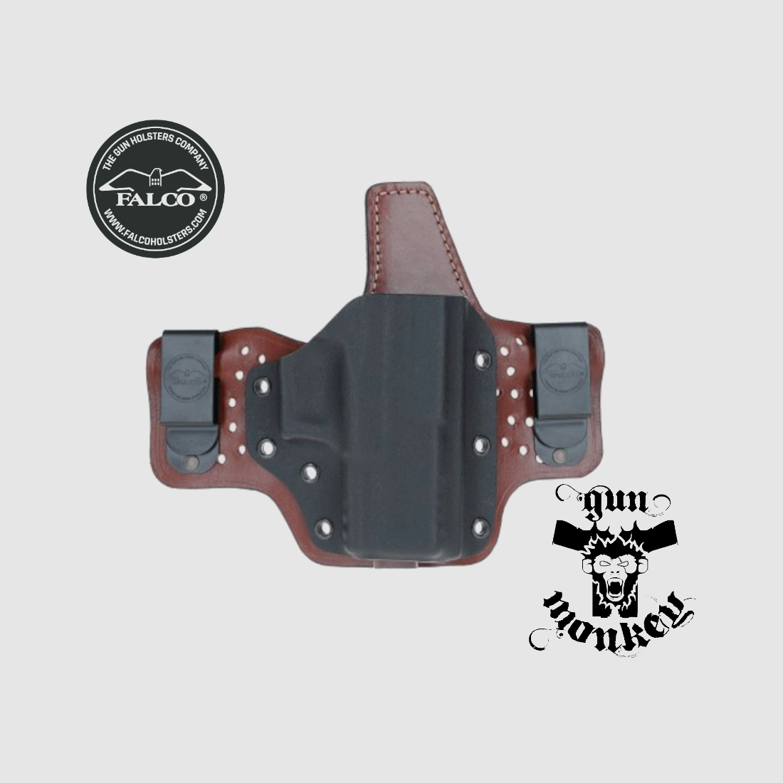 Fondina IWB ibrida confortevole Falco per Springfield Armory Hellcat Pro, per destrimani, attacco per cintura da 1,5"/40 mm, kydex/pelle, nera (A116 2021), immagine 1 di 2