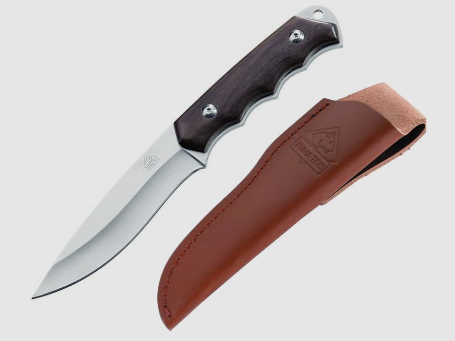 Puma TEC knife, full tang construction, rosewood, with leather sheath