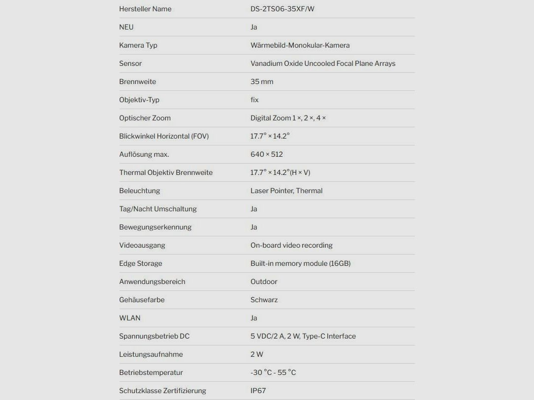 HIK OWL OQ 35 DS-2TS06-35XF/W dispositivo de imagen térmica