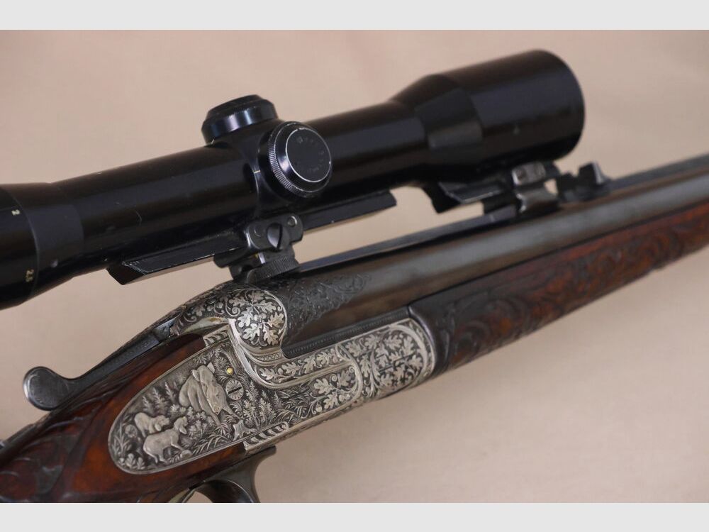 Zehner FFM Doppelbüchse // Exklusiv // Ejektor! // Tolle Gravur und Schaftholz !!