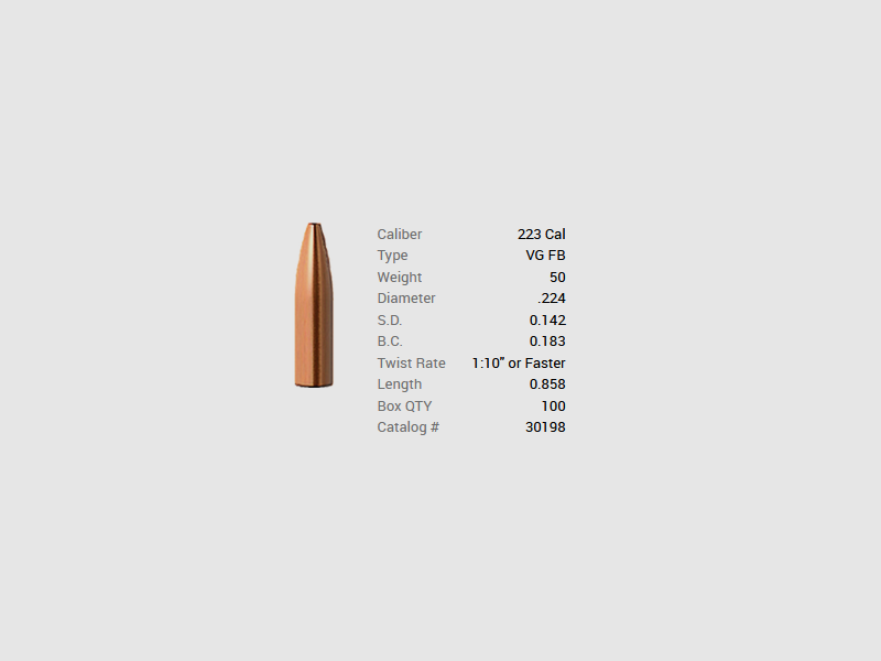 Balas Barnes .223/.224 50GR Varmint Grenade FB 100 piezas, imagen 1 de 7
