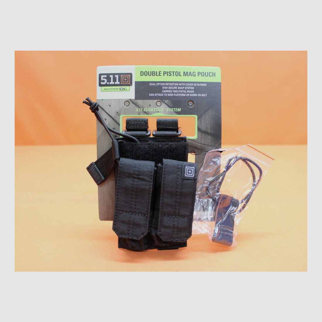 5.11 5.11 Double Pistol Bungee/Cover (56155) 019 Black Magazine pouch for 2 pistol magazines