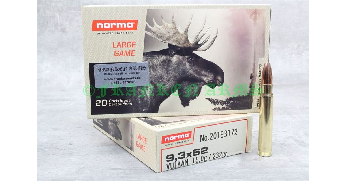 Norma Vulkan 9,3x62 232gr. 15,0g 20 sztuk ceny hurtowe - Gunfinder