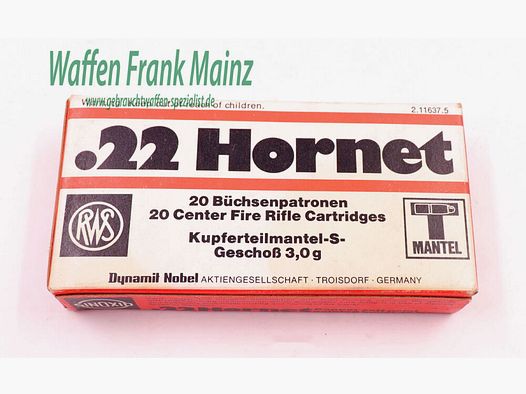 RWS (WZd.Fa.Rottweil) 3,0g Teilmantel .22Hornet