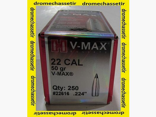 SCATOLA DA 250 PROIETTILI HORNADY 22 .224 50GR V-MAX REF 22616