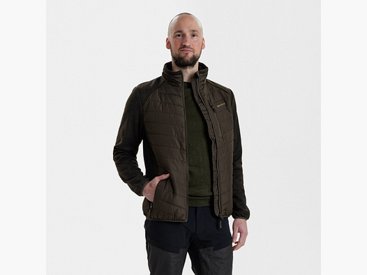 Moor Wattierte Jacke mit Strick - Brown Leaf – Größe: M