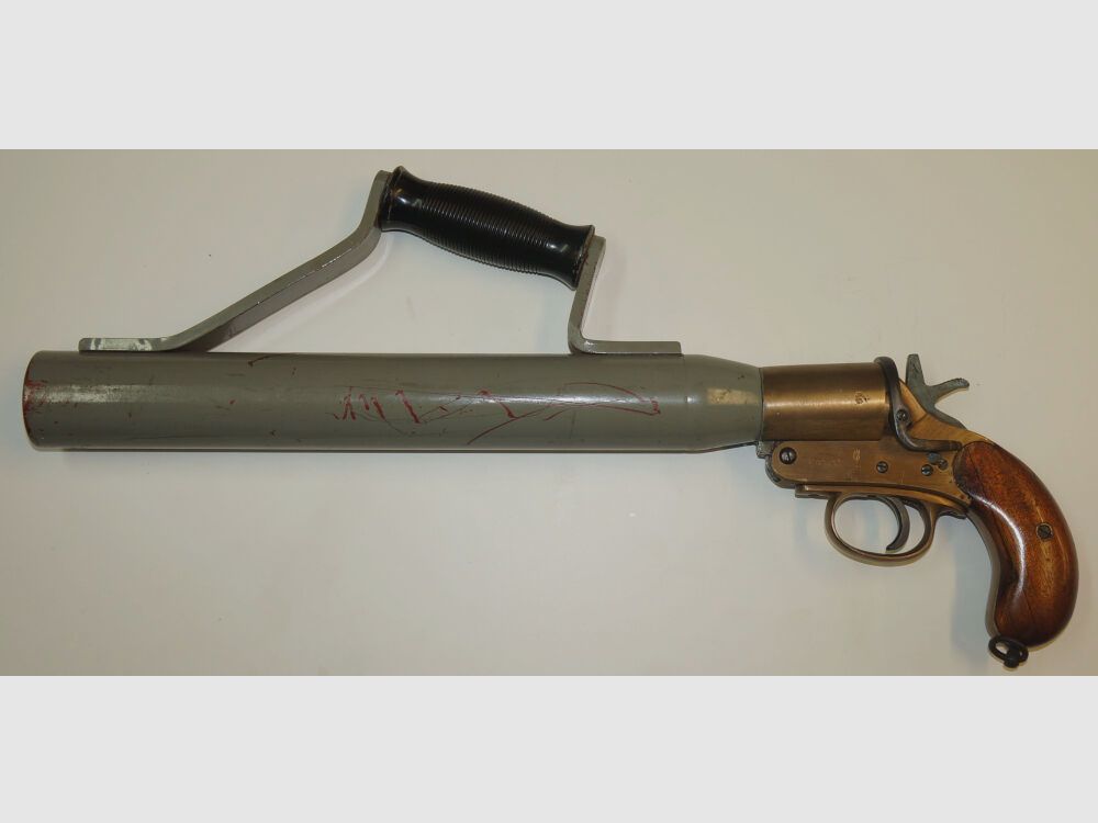 Schermuly Limited Rettungsleinenpistole, Schermuly Pistol Rocket Apparatus (SPRA), mit Trage- bzw. Haltegriff
