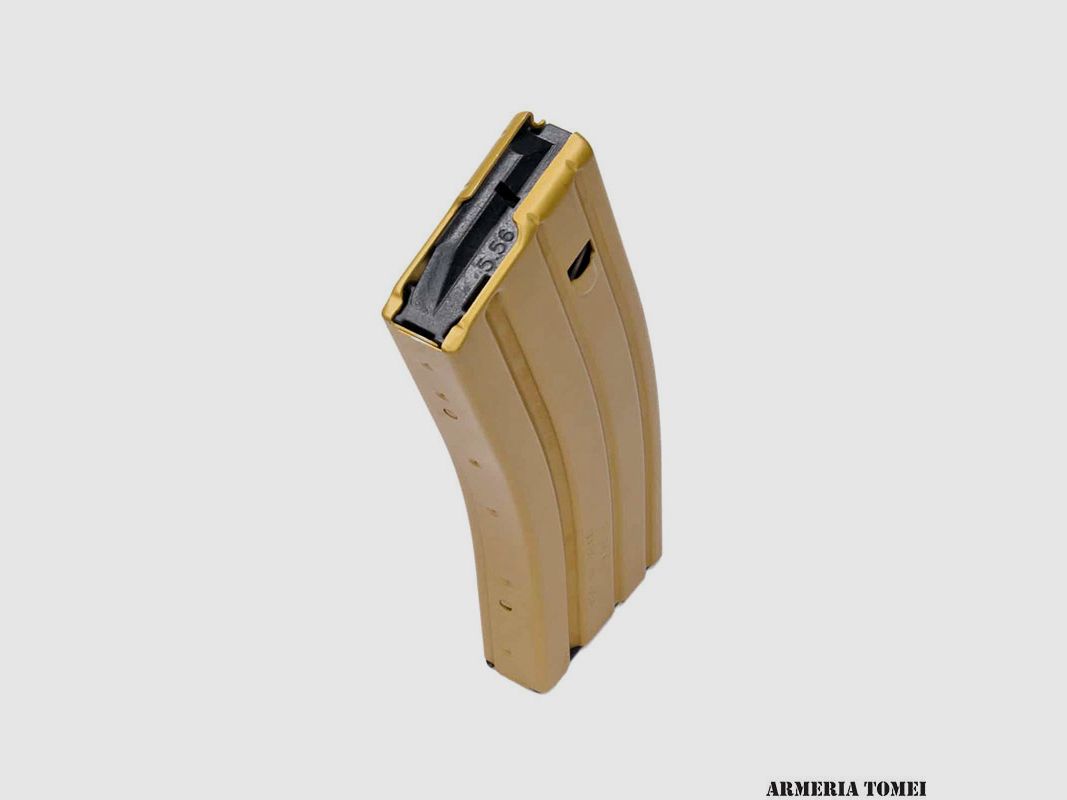 MAGAZIN – DURAMAG Speed AR15 .223R./5.56 Inf. 30 Schuss, anodisiert Desert Gold, T360, schwarzer Elevator, Everflex-Feder