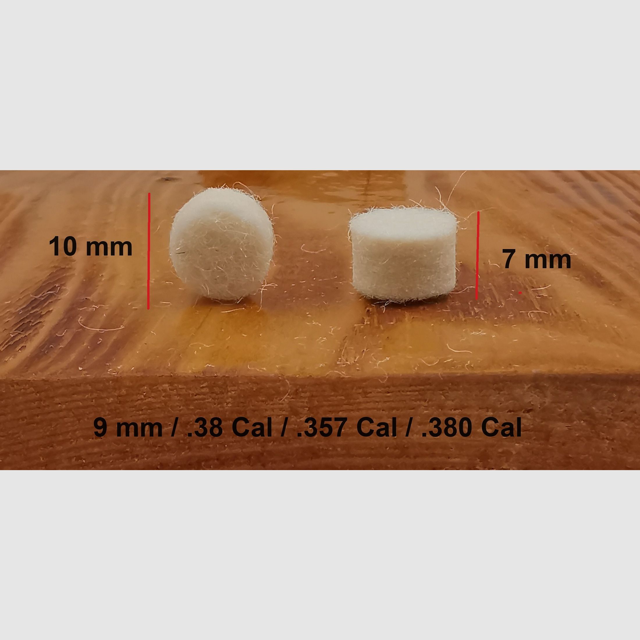 Cleaning felts 100 pieces Felt cleaner Running cleaner Felts wool 9x19 9 mm 308 30-06 .223 22 17HMR 45
