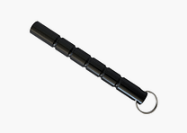 Kubotan estriado PLANO con Llavero - Negro