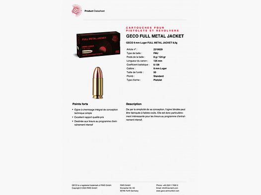 Geco kal. 9x19 mm 124grs doos van 50