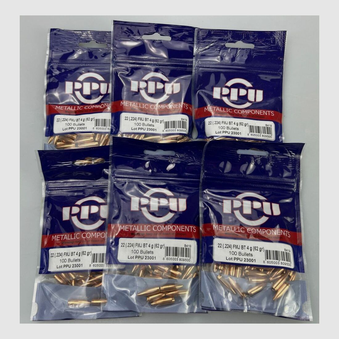 PPU 22 (.224) FMJ BT 4g (62 gr) 600 Stück