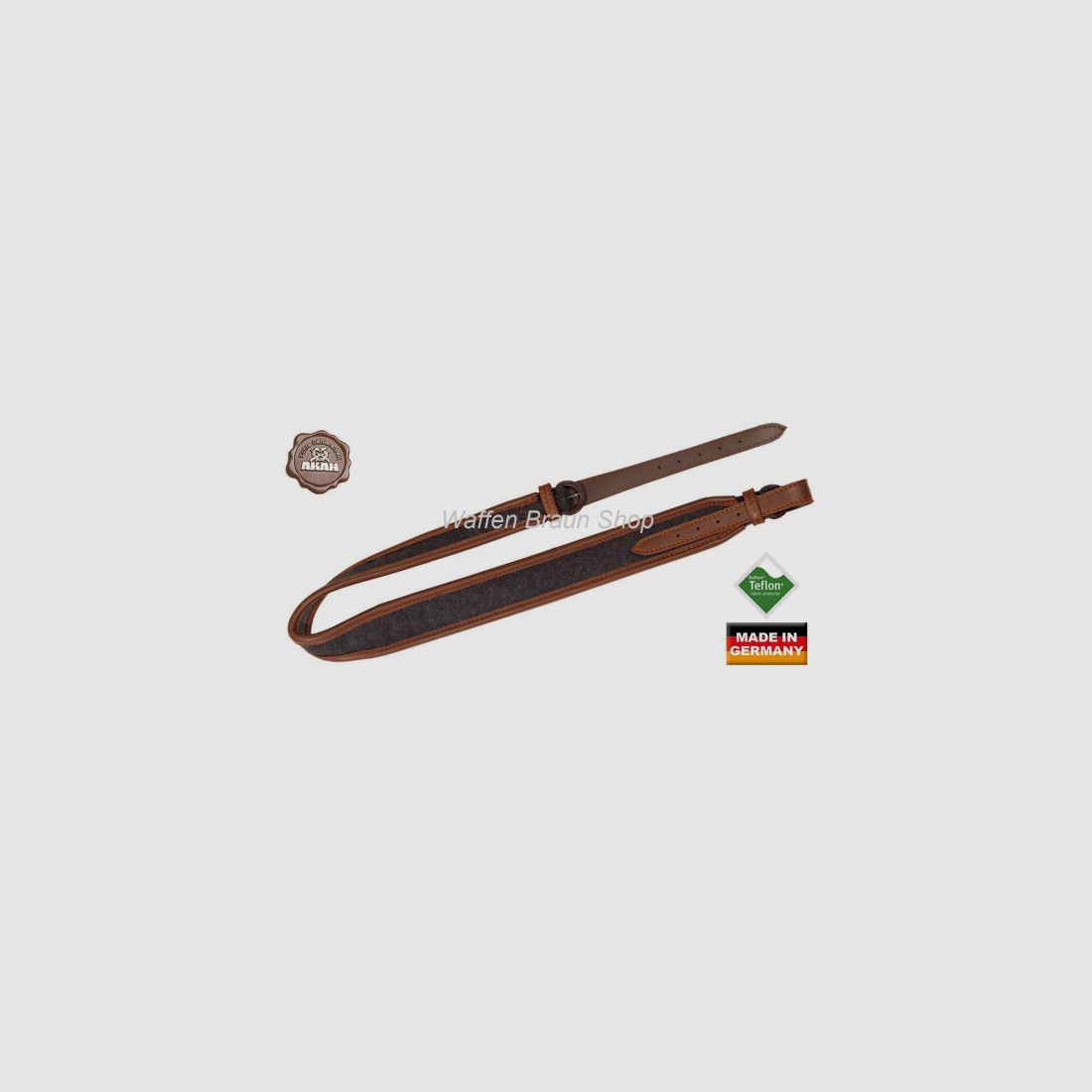 AKAH Gewehrriemen Elchleder & Loden mit Kork-Unterlage