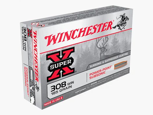 Winchester Super-X .308 Win. 185GR Power Point Subsonic 20 cartouches