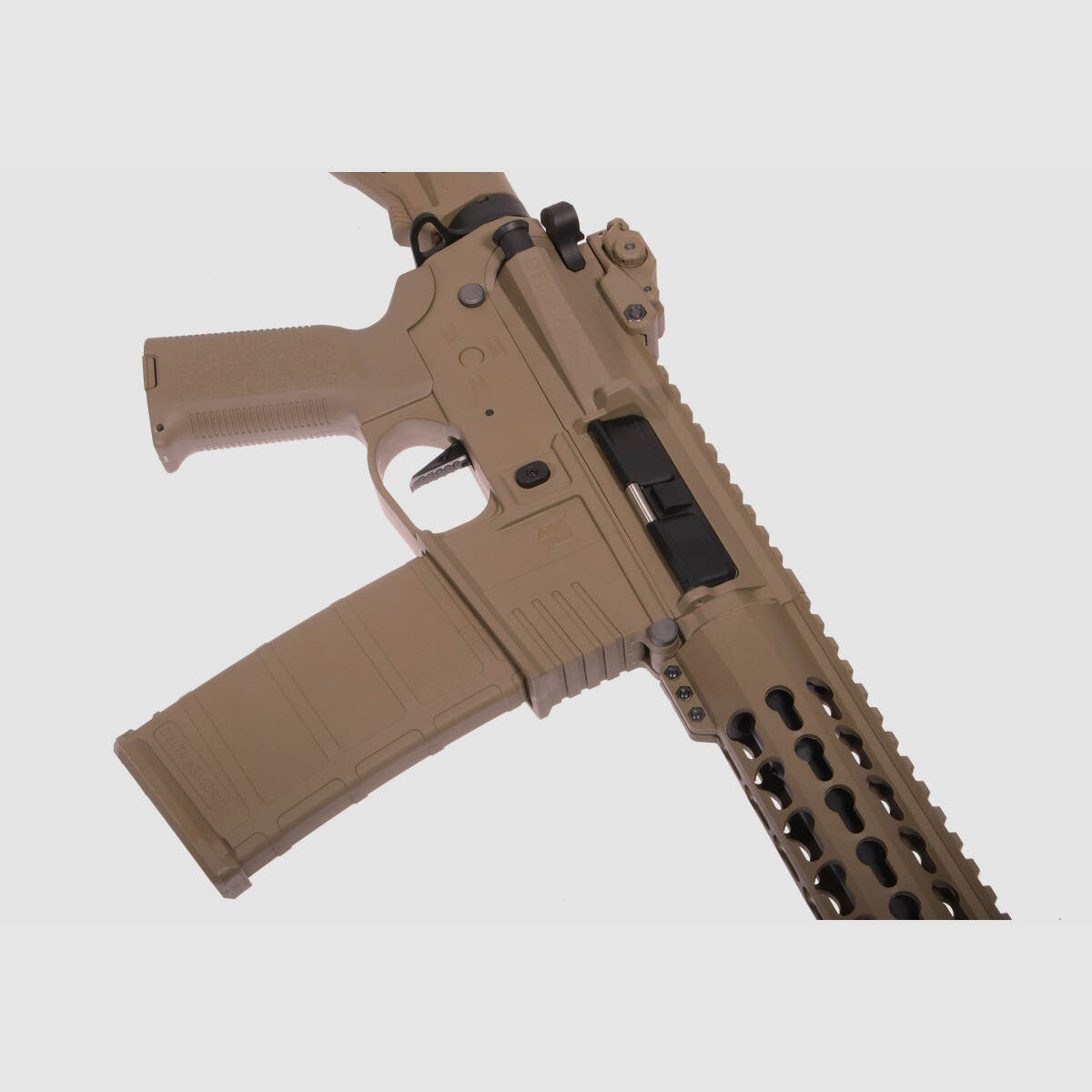 AR15 KeyMod 10 inch CHARLIE EAGLE ETU Tan S-AEG Airsoft Geweer Vrij vanaf 18 Jaar | Delta Armory