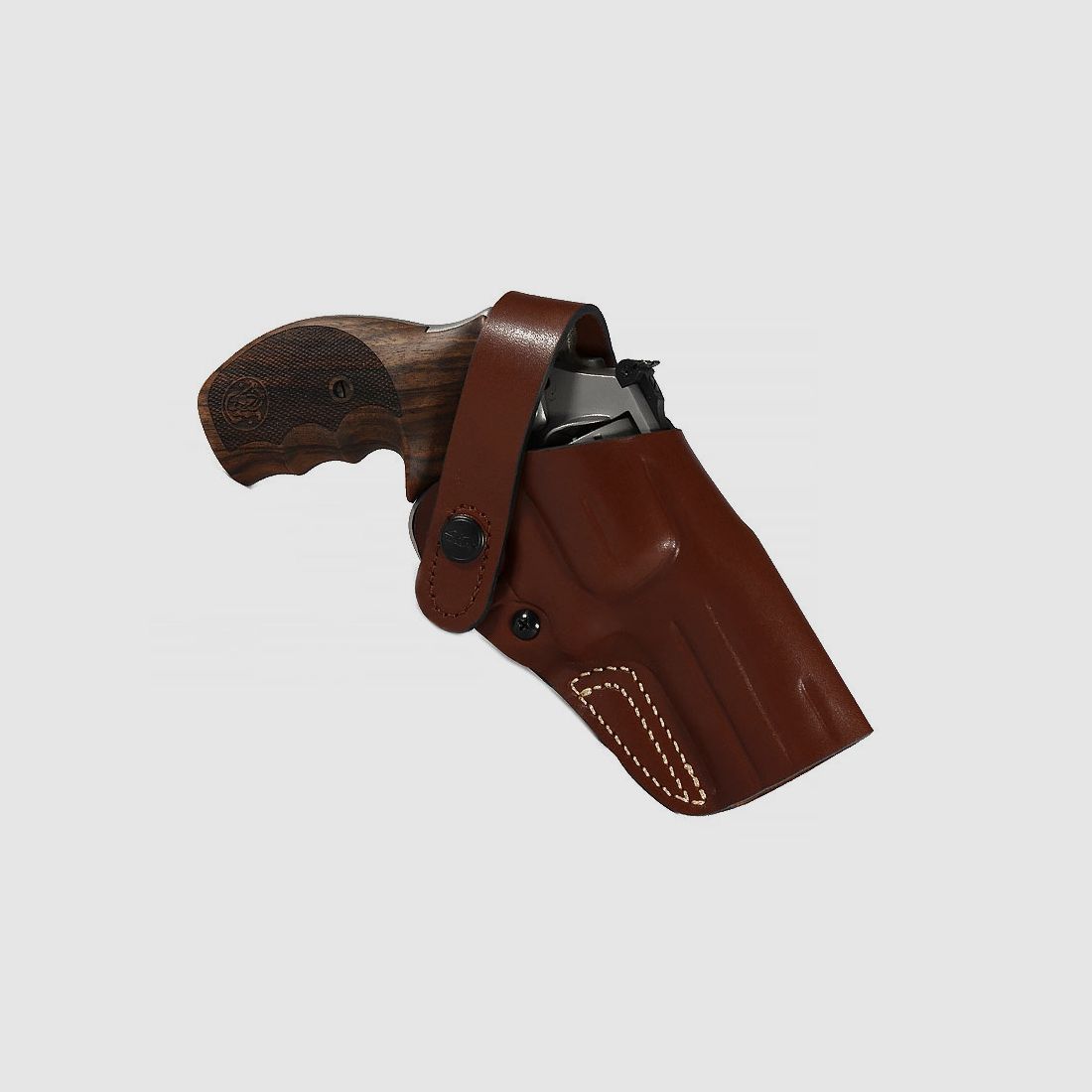 FALCO Holster de revolver, cuir marron MAIN DROITE, pour S&W Security Special 4" (cadre S&W K+L jusqu'à 4,25" de canon)